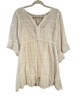 White House Black Market White Cotton Boho Peasant Dress